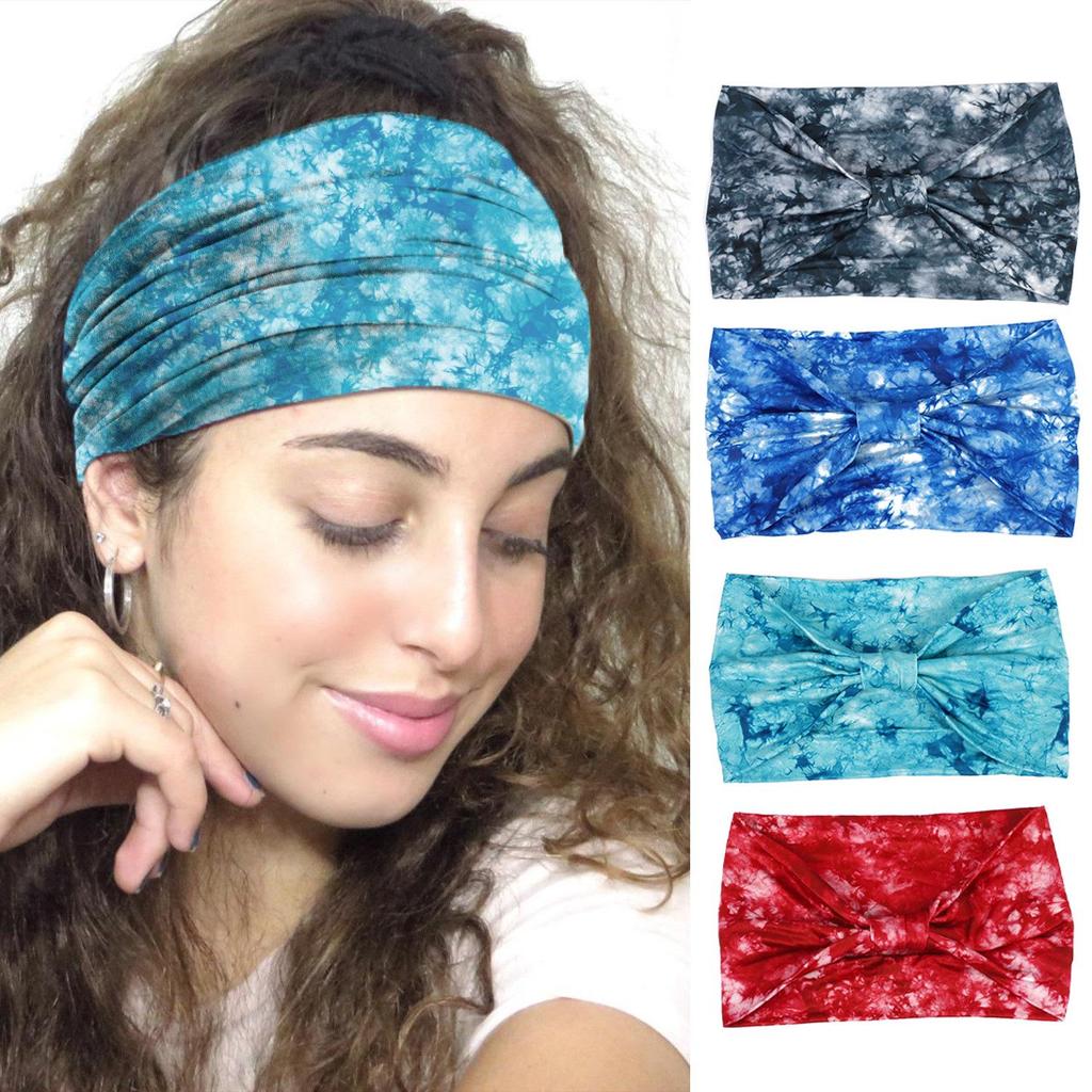 Bohemian Paisley Tie-Dye Wide Knot Headband for Women