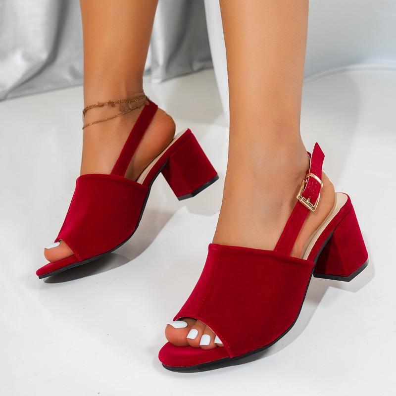 

Fashion 2025 Hot Sale Summer Peep Toe Women s Elegant Sandals Outdoor Fashion Buckle Strap Shoes Solid Chunky Heels Plus Size Sandals 36