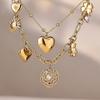 18K Gold Plated Stainless Steel Double Layer Heart Pendant Necklace