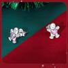 Yinziyun Gingerbread Man and Pink Heart Zircon S925 Sterling Silver Stud Earrings for Women
