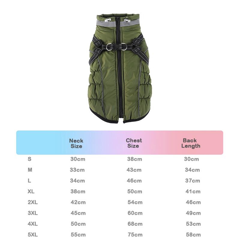 Winter Warm Fleece Coat for Medium Large Dogs Night Reflective Harness Jacket Windproof Coldproof Pet Apparel Winter Vest