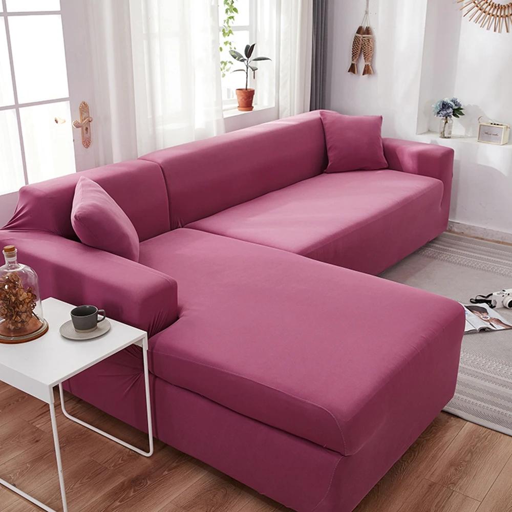 

Black Soild Color Elastic Corner Sofa Cover For Living Room 2 3 4 Seater Chaise Longue Sofa Decorative L Shape Protection Cover 1-seater 90-140cm