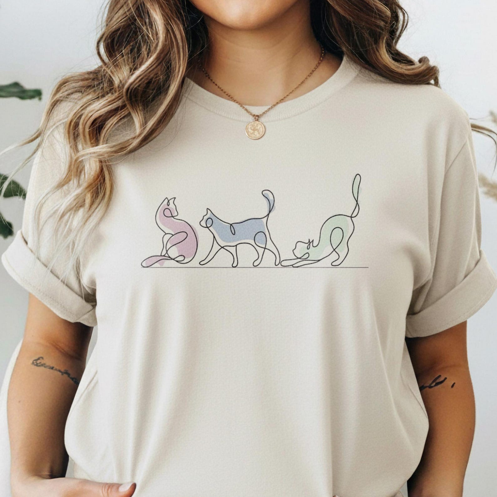 Cat Lover Gift T-shirt, Cute Cat Shirt, Abstract Cat Art Shirt, Gift for her, Cute T-shirt S