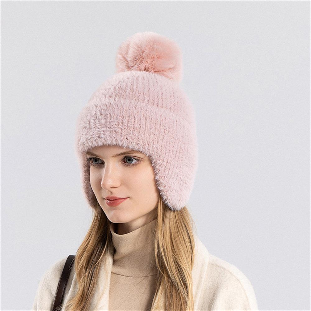 Soft Plush Hat Fluffy Beanies Caps Versatile Lei Feng Hat  for Women Girls
