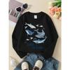 Girls' Crewneck Sweatshirt Whales Dolphins Fish Ocean Save Life Machine Washable, Spring And Autumn, Sportswear And Casual Wear