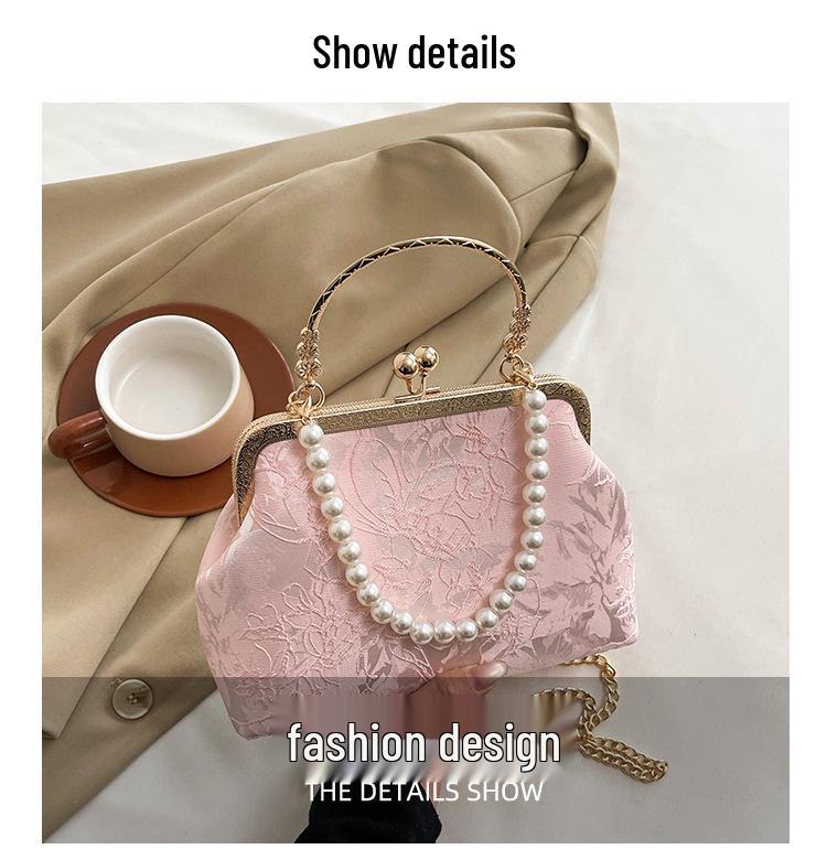 2025 Retro Pearl Cheongsam Evening Crossbody Bag - Chinese Style Kiss Lock Design