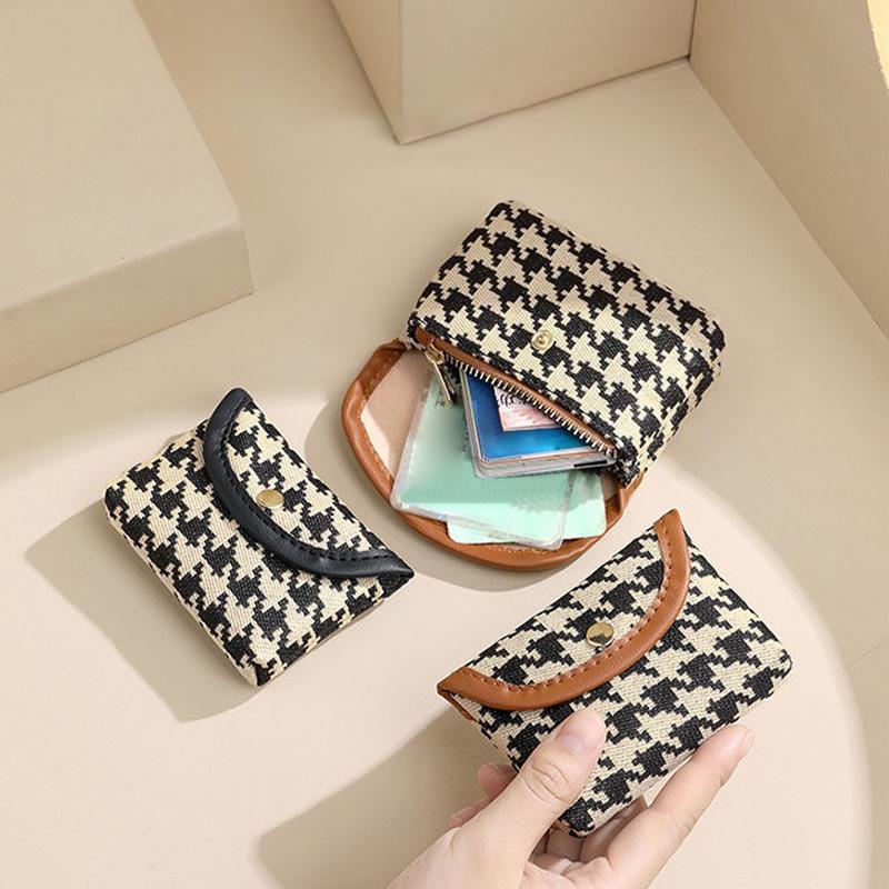 Mini Square Plaid Canvas Lipstick Makeup Bag Plaid Coin Wallet Large Capacity Storage Bag