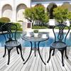 3 Piece Patio Cast Aluminium Bistro Set Garden Outdoor Furniture Table and Chairs Shabby Chic Style