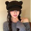 Women's Sweet Bear Ears Suede Octagonal Beret - Cute, Versatile Autumn/Winter Hat for a Flattering Fit