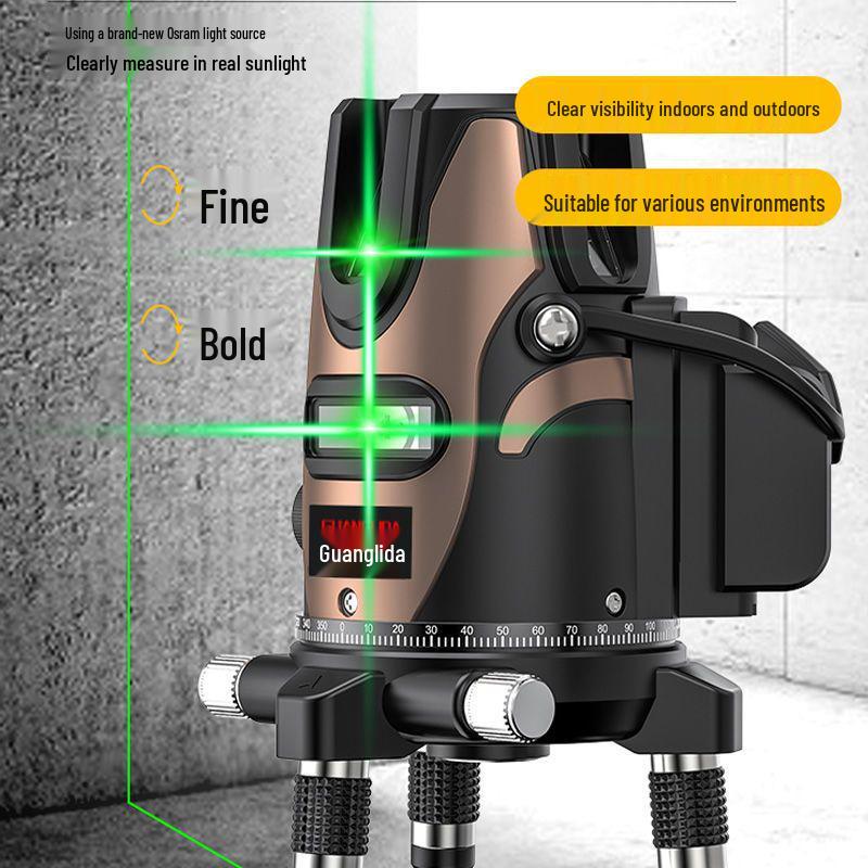 High Precision Outdoor Laser Level with Infrared, Blue, and Green Light - 2, 3 & 5 Lines, Auto-Leveling, Imported LD.
