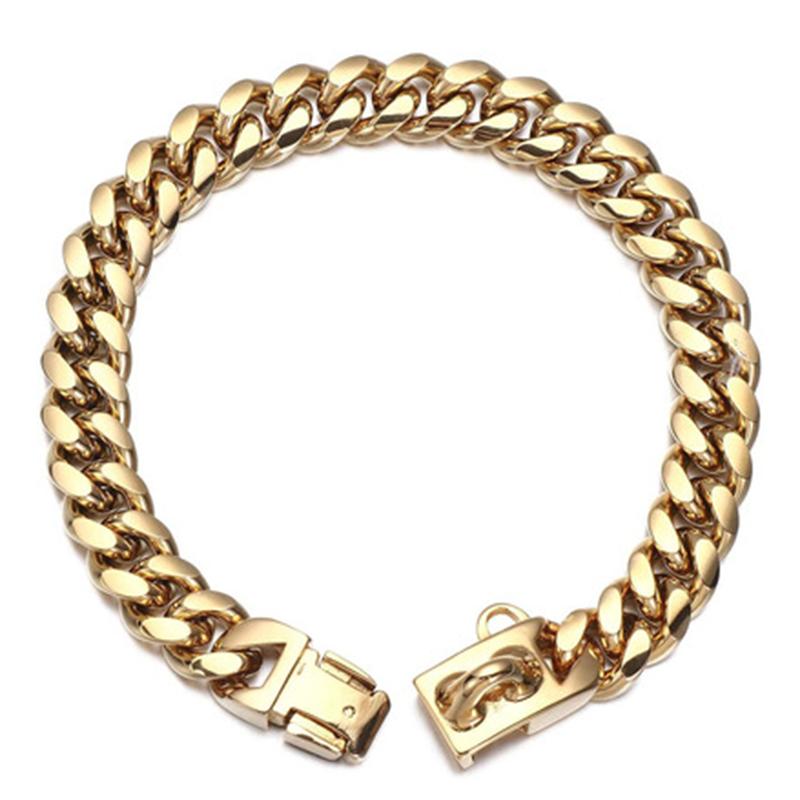 14MM 304 Stainless Steel Dog Chain Collar And Leash Super Strong Dog Metal Collar Choke Silver Gold Pet Lead Rope For Party Show