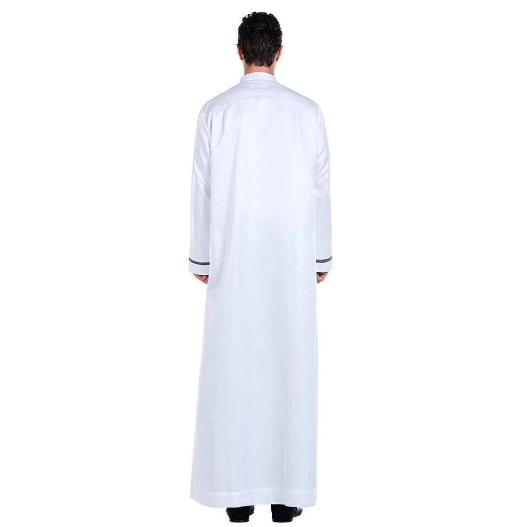 Middle East Casual Men's Stand-Up Collar Robe - Loose Fit, Hot-Selling Back Design