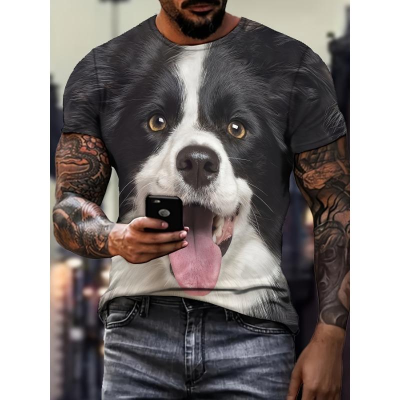 

Чоловіча футболка з 3D цифровим принтом тварин, малюнком собаки, круглим вирізом та коротким рукавом, повсякденний та шикарний топ, підходить для літа 5XL