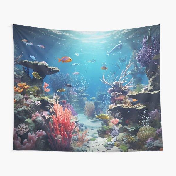 Undersea World Tapestry Tropical Fish Tapestry Wall Hanging Ocean Scenery Tapestries for Bedroom Living Room Home Decoration