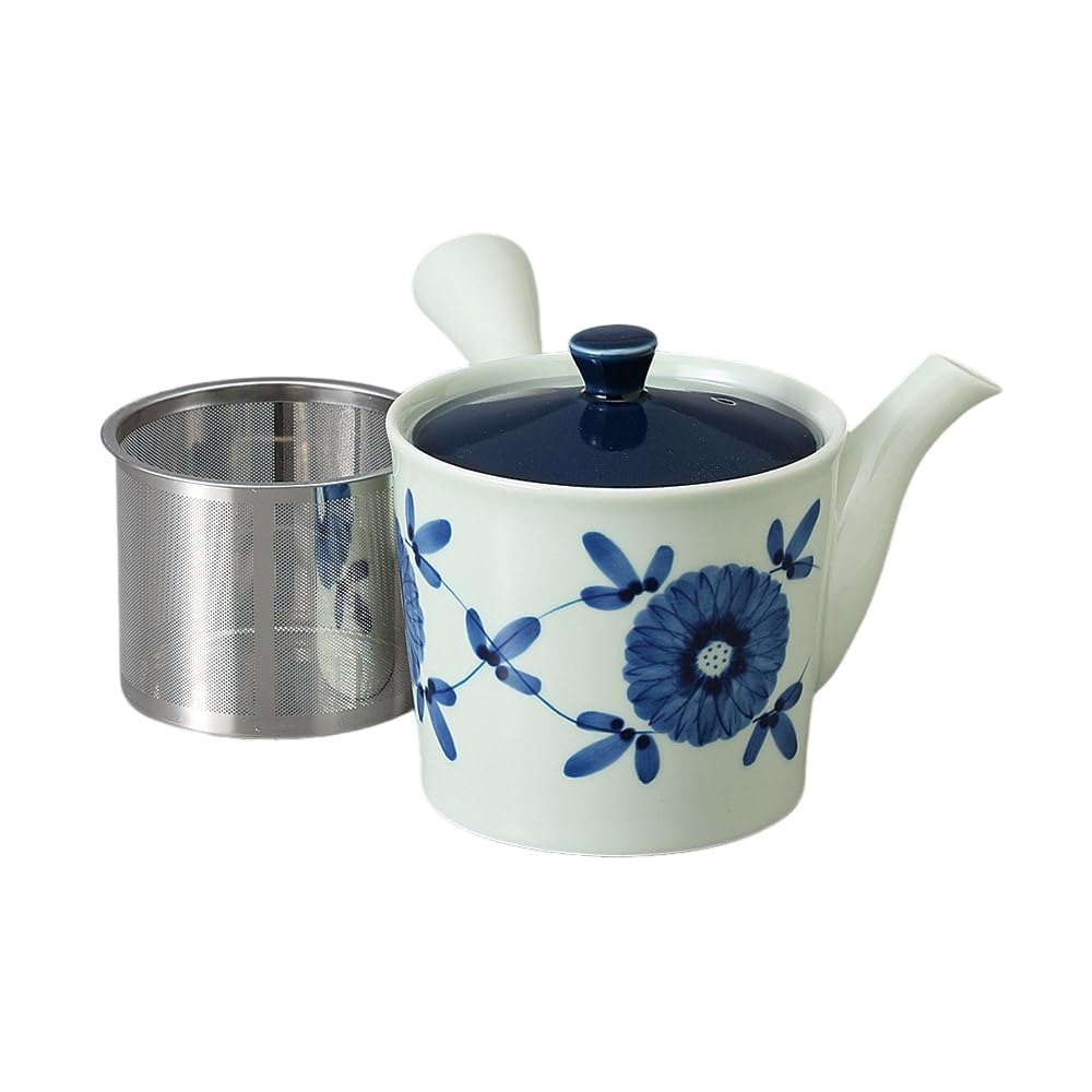 Ale-net Teapot (Stainless Steel with Tea Strainer) 10.5 x 10.5 cm, 425cc, Arita Ware, Aika SS Medium Teapot, Porcelain, Made in Japan, Stylish