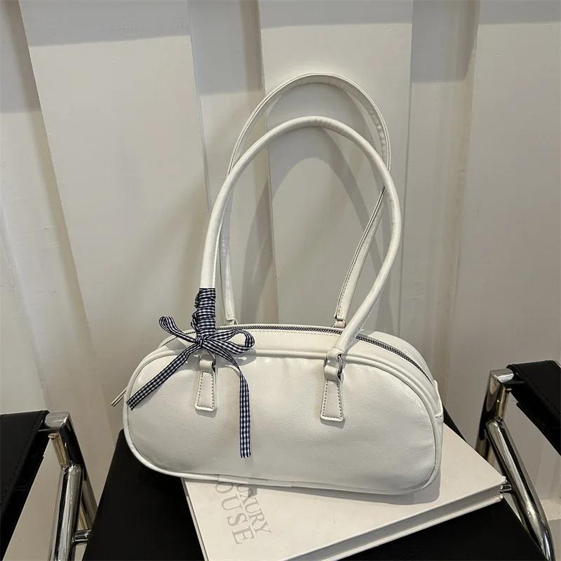 Large Capacity Silver Bag Women Portable Pillow Bag All-Match Shoulder Underarm Bag Women'S Handbag Casual Boston Commuting Bags