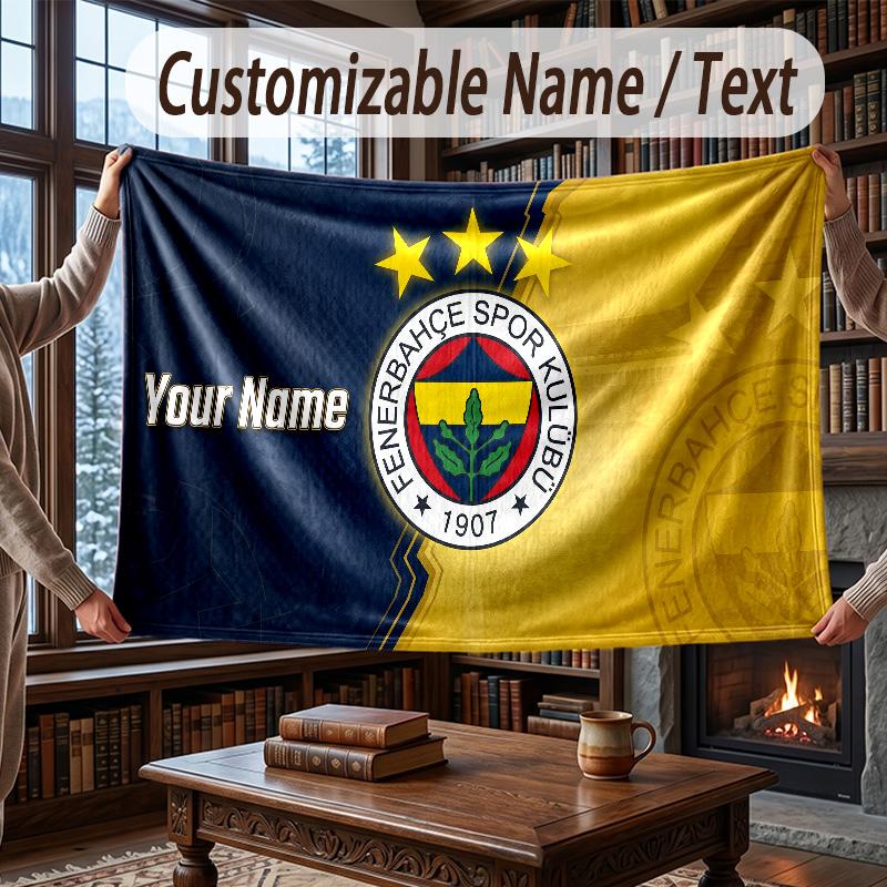 Manta de Franela Personalizada con Nombre Patrón del Fenerbahçe FC Cálida Decoración para el Hogar