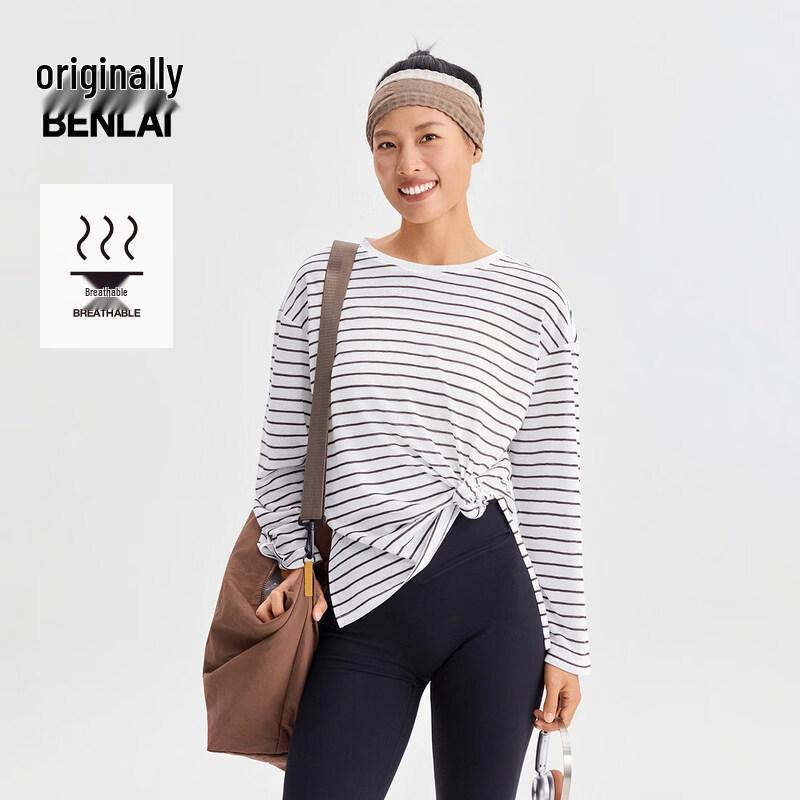 Women s Lightweight Striped Long-Sleeve T-Shirt 2XL
