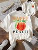 Gradient Sweet Peach Letter Unisex Short Sleeve Tshirt Black Short Sleeve Top Fruit Art Print For Girls Weekend Pool Hangout