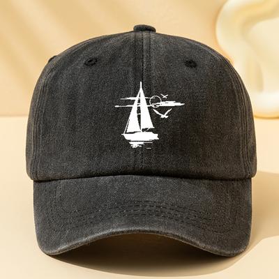 Sailing Printed Retro Washed Baseball Cap with Soft Fabric Suitable for Outdoor Camping, Cycling, and Casual Street Wear