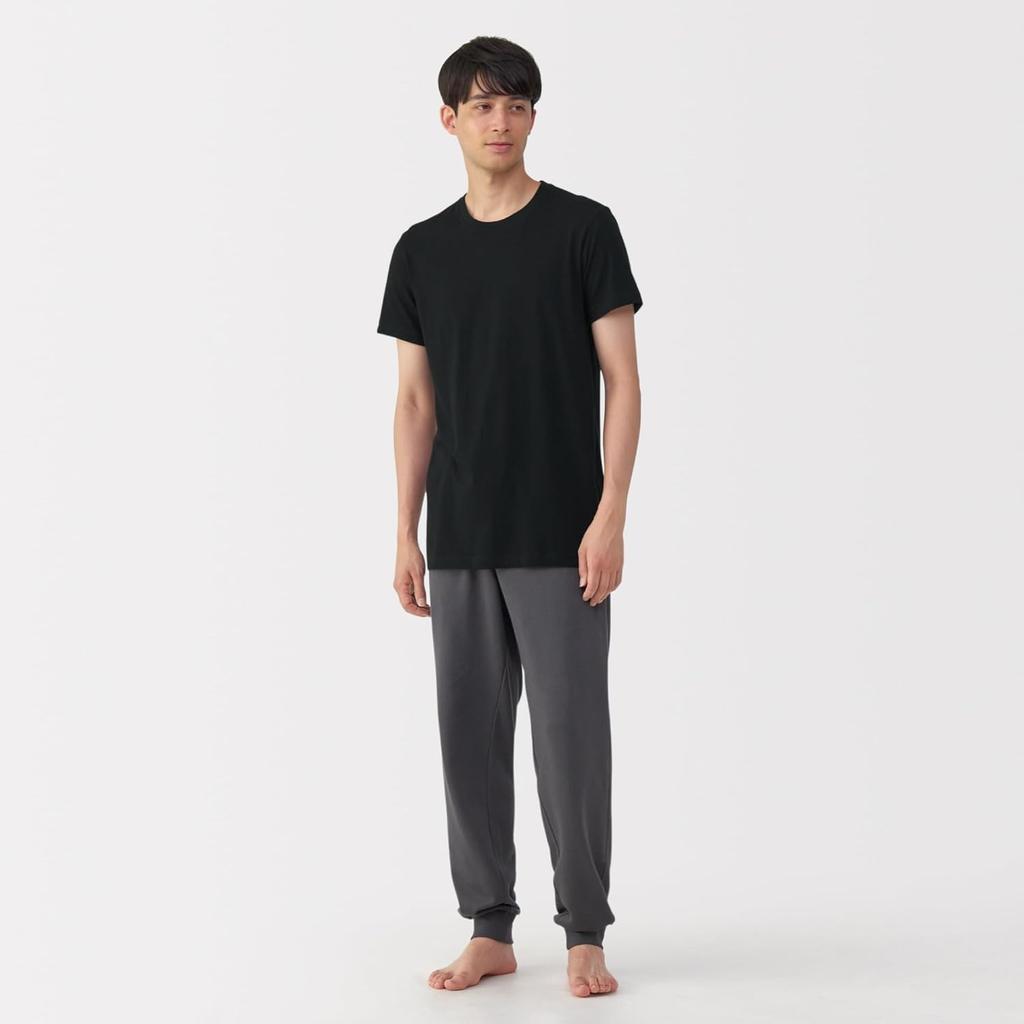 MUJI Seamless Crew Neck T-Shirt Men Black Size L - 2 Pack Short Sleeve, Japan
