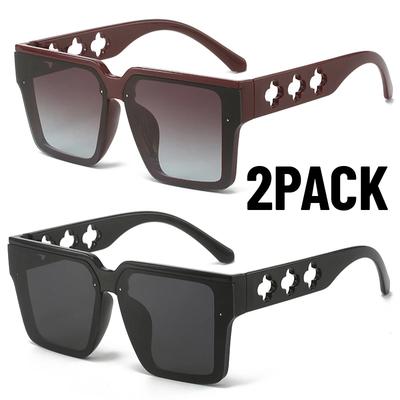 2PACK New Retro Men Square Sunglasses for Women Vintage Luxury Designer Sun Glasses Fashion Shades UV400 Eyeglasses