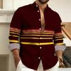 Camicia da uomo a blocchi di colore a righe orizzontali con colletto e maniche lunghe