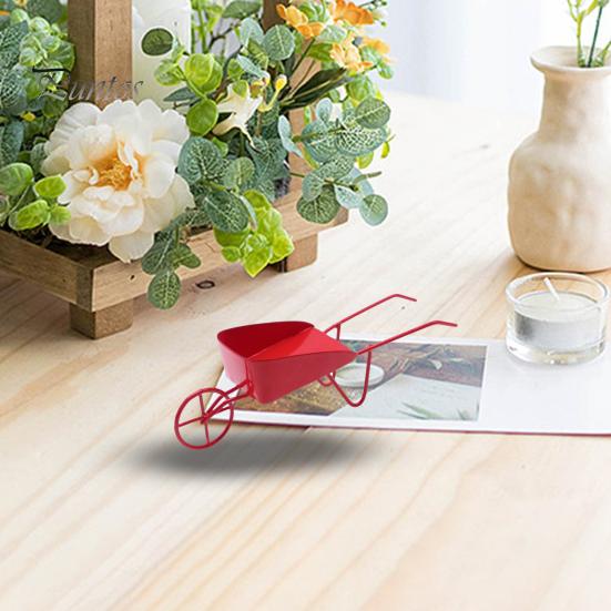 Mini-Vintage-Eisenwagen, Puppenhaus-Ornamente, realistische Mini-Kompakt-Mikrohof-Szene, Einzelradwagen, mikroskopische Landschaftsfotografie-Requisiten