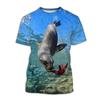 Cute Baby Seal Ice Snow Arctic Scenery 3D All Over Print Short Sleeve T-Shirt Casual Top
