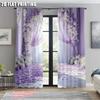 Set Of 2 Curtains Roller Blinds Print Light Purple White Peonies Polyester Without Rod Insulation Room Curtain Thermal