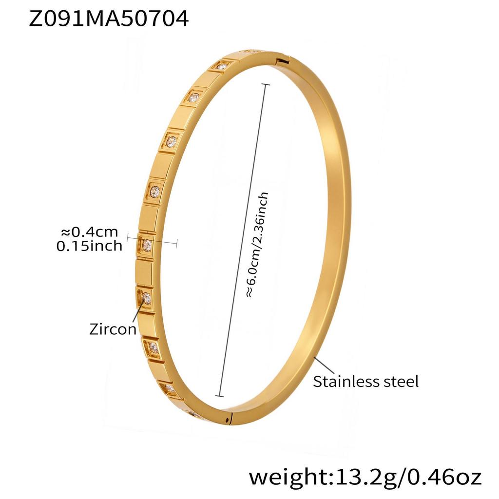 European Classic Zirconia Women's Bracelet: Stainless Steel Design with Rhinestones