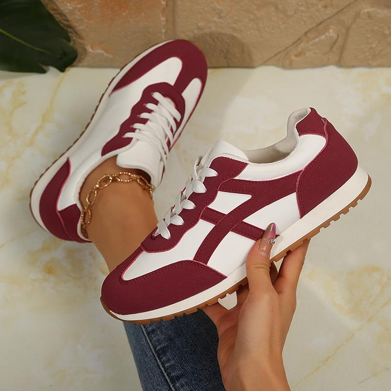 Fashion Women's Contrast Color Casual Sneakers Comfort Non Slip Soft Sole Walking Shoes Woman Fashion Black White Striped Flat Sneakers