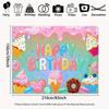 2D Dessert Themed Birthday Backdrop with Cupcakes, Donuts and Ice Cream Party Banner