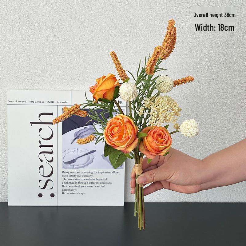 Premium Hand-Tied Autumn Silk Flower Bouquet for Living Room and Dining Decor, Photography Props