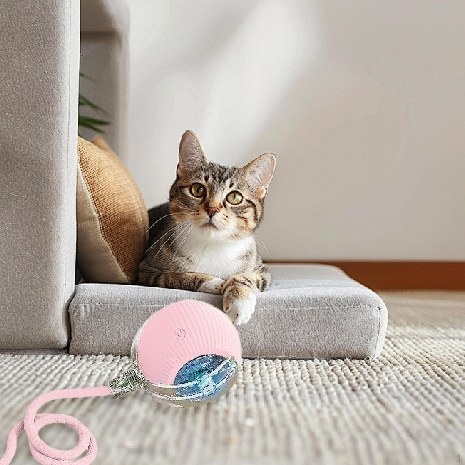 

Интерактивная игрушка для кошек, автоматическая, легкая, забавная, милая, катящийся мячик для собак и кошек розовый