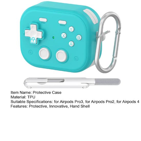 TPU Protective Case with Keychain for Airpods Funny Handheld Game Design Hard Shell Cover with Safety Lock Design for Men Boys