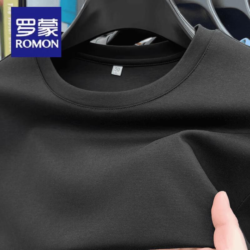 Romon Men s Pure Cotton Round Neck Long-Sleeve T-Shirt 3XL