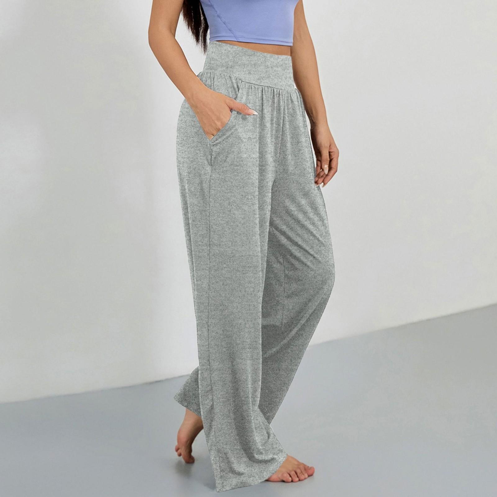 

Womens Fashion Stripe Loose Solid Sweatpants Casual Trousers Bell Bottom Yoga Pants S