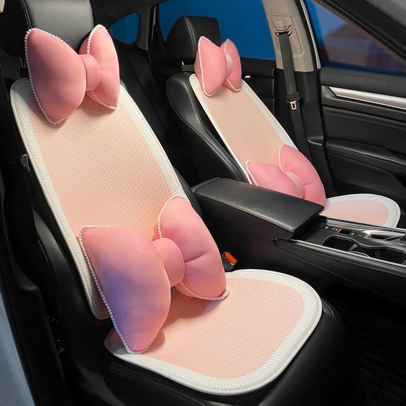 

Car Cushion Summer Pink White Cooler Cushion Ice Silk Breathable Universal Car Decoration Neck Pillow Cushion Cooler Cushion