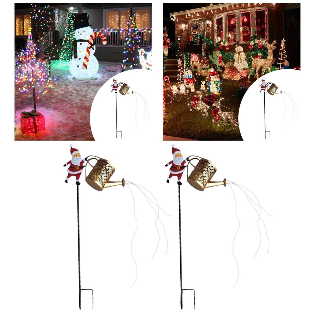 Solar Santa Watering Can Light Garden Decor Lights Hanging Lantern
