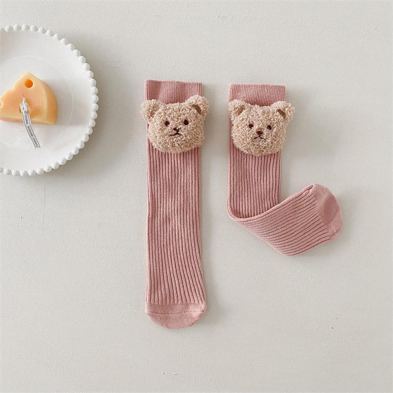 Bärenpuppe Kinder Lange Kniestrümpfe Winter Herbst Warm Kinder Kniehohe Socke Baumwolle Mädchen Socken Einfarbig Strümpfe 2-8J