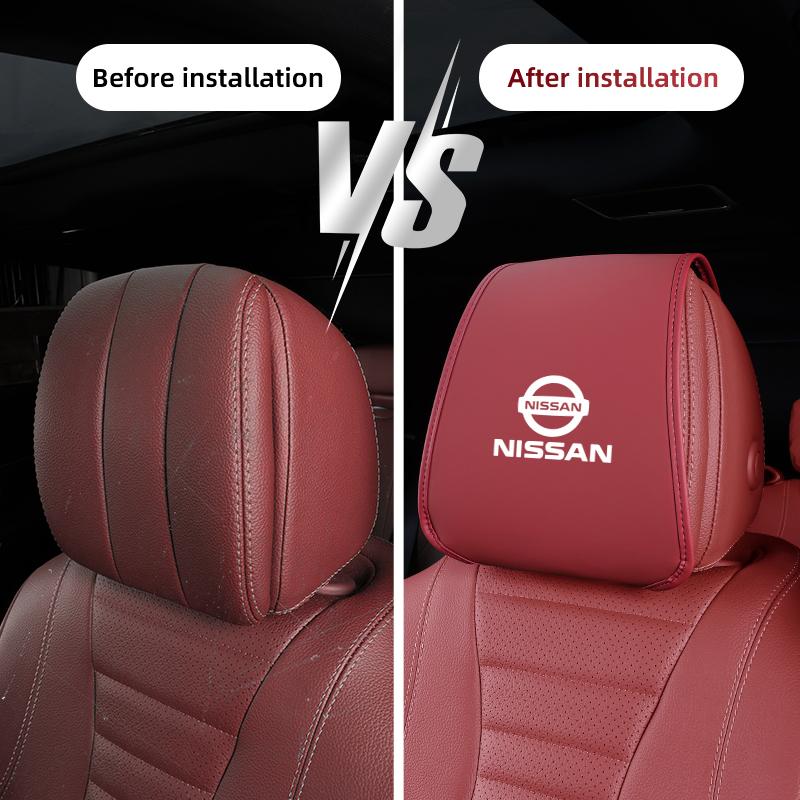 Set Protettivo Copricapo in Pelle per Sedile Auto Anteriore Posteriore per Nissan Sylphy N7 Teana Qashqai Note J10 J11 Navara Juke GTR