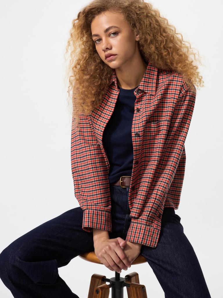 Uniqlo Flannel Boxy Shirt  Long Sleeve  Mini Check D