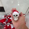 5Pcs Plastic Skeleton Head Decoration With Santa Hat For Holiday Parties Christmas Tree Halloween Hanging Ornament