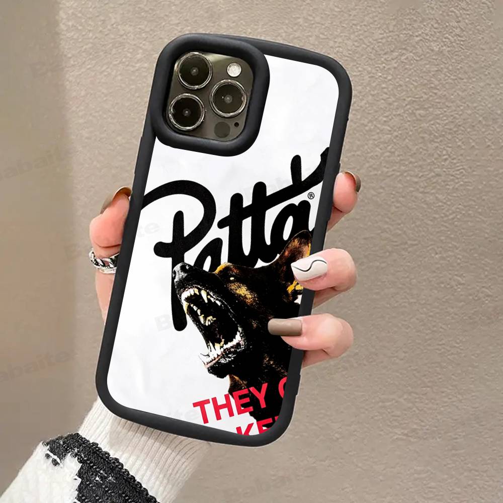 Fashion P-patta For iPhone 17 Pro Max 16 15 14 13 12 11 Plus Black Soft Phone Cover