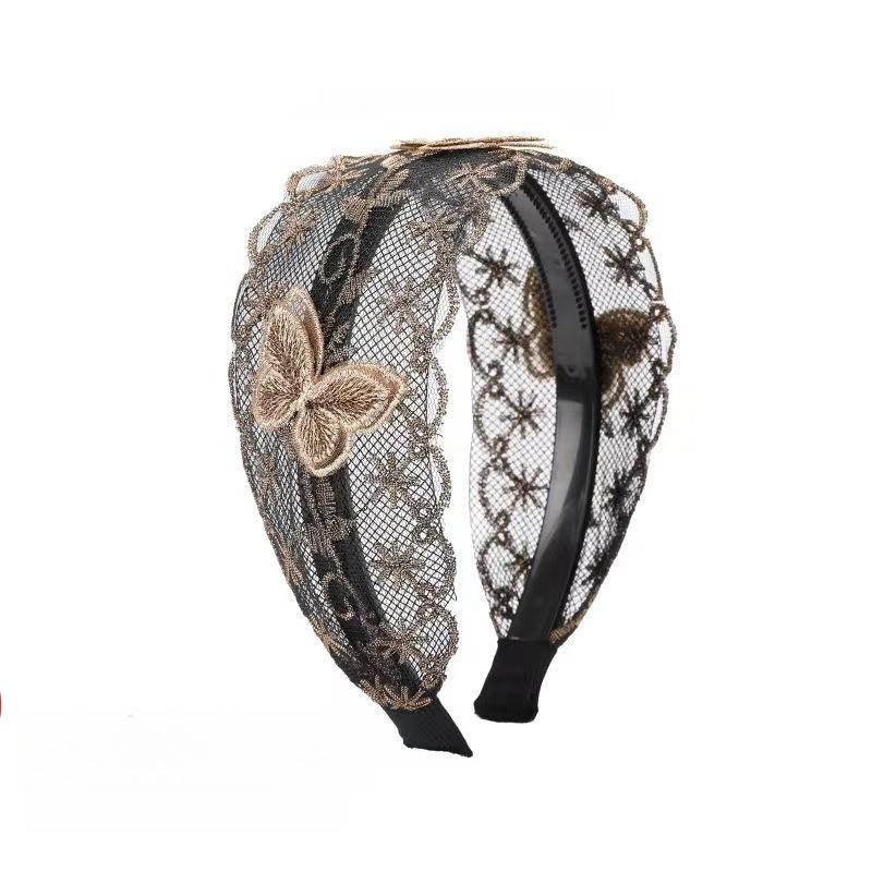 Bentișă de Dantelă Lată cu Margine Diademă Păr Sparge Floarea Soarelui cu Dinți Bandă Anti-alunecare Modă Accesorii Păr pentru Femei