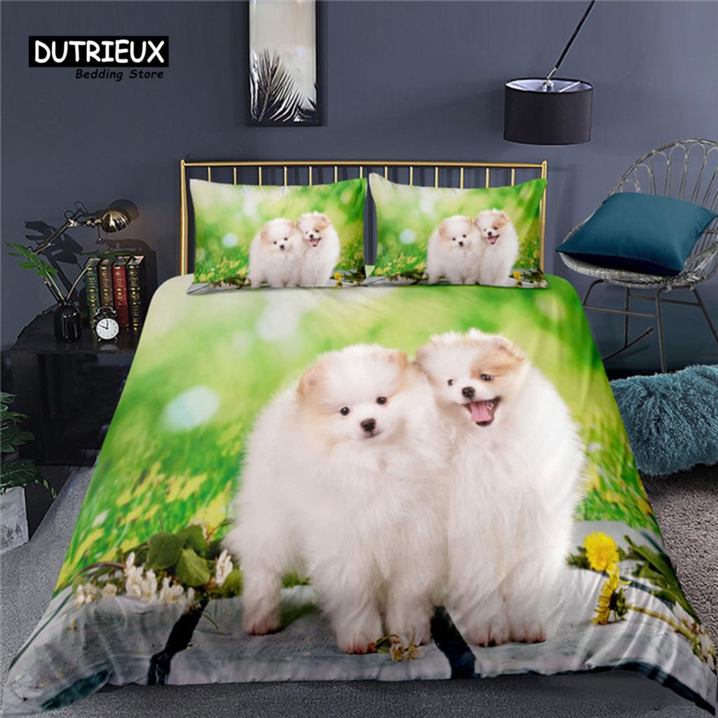 Luxury 3D Cute Dog Print Home Living Duvet Cover Pillowcase Kids Bedding Set Queen and King EU/US/AU/UK Size Bedding Sets