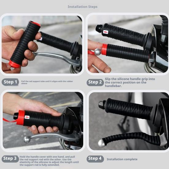 Universal Silicone Motorcycle Grip Covers Non-Slip Handlebar And Brake Lever Protectors Easy Installation Motorcycle Handlebar Tape