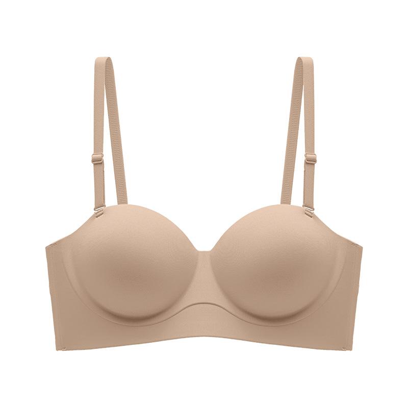 Thin breathable underwear women's small breasts gather and show large adjustment type flat chest special non-slip strapless half cup bra cover
