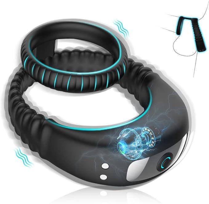 Cross10 Anti-Allergy Double Ring Delay Vibrating Penis Ring